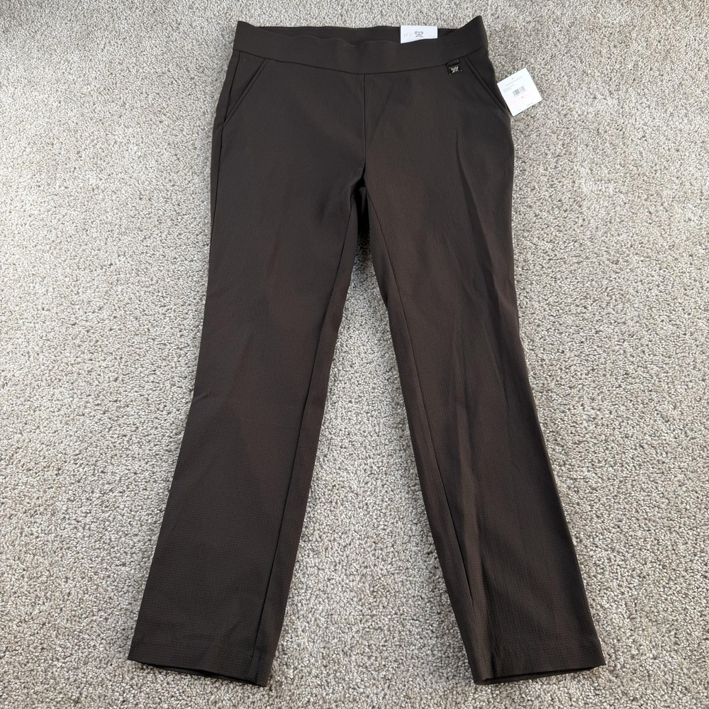 Rafaella Pants Womens 10 Brown Knit Slim Ankle Comfort Pull On Stretch Office